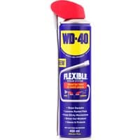 WD-40 Multi-Use Lubricant, blue can, yellow logo, red cap, flexible straw, 400ml.