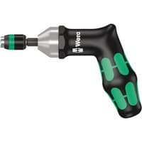 Black and green Wera torque screwdriver with pistol grip and adjustable settings from 3.0 to 6.0Nm.