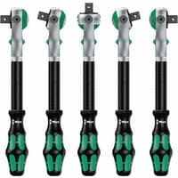 Wera 8000A SB Zyklop Speed Ratchet, 1/4 inch, with black and green ergonomic handle and silver rotating head.