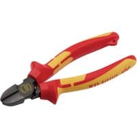 Red and yellow XP1000 VDE Hi-Leverage Side Cutter, 160mm, with tethered handle and sharp cutting edges.