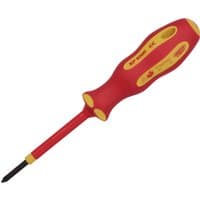 Red and yellow XP1000 VDE PZ Type Screwdriver, No.0 x 60mm, with insulated handle and black tip.