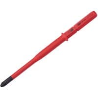 Red XP1000 VDE Slimline interchangeable screwdriver blade, No.2 x 100mm, with black tip and insulated handle.
