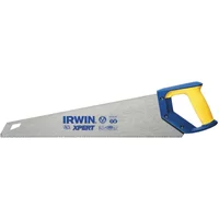Irwin Xpert Fine Saw 22In/550Mm 10T with blue and yellow handle, silver blade, and fine teeth.