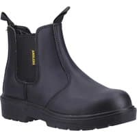 Black Amblers men's safety boots with dual density sole, pull-on tabs, and elastic side panels.