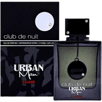 Armaf Club De Nuit Urban Man Elixir Eau de Parfum 30ml, black square bottle with silver accents and chain detail.