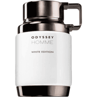 Armaf Odyssey Homme White Edition Eau de Parfum, 60ml, white bottle with metallic cap and handle.