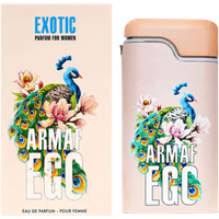 Armaf Women Exotic Ego Eau De Parfum, 100 ml, with peacock and floral design on a light pink bottle and box.