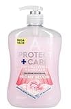 Pink Astonish hand wash bottle with pump, labeled "Protect and Care," Peony Bloom scent, 600ml capacity.