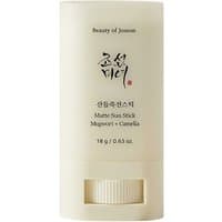 Beige Beauty of Joseon Matte Sun Stick with black text, SPF 50+, featuring Mugwort and Camelia ingredients.