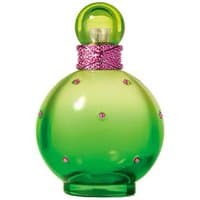 Green round bottle with pink rhinestone accents, topped with a green spherical cap, Britney Spears Jungle Fantasy Eau de Toilette.