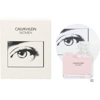 Calvin Klein Women Eau de Parfum 100ml, clear rectangular bottle with pink liquid, eye graphic on white box.