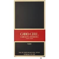 Black and gold Carolina Herrera Very Good Girl perfume box with red accent, 30 ml size.