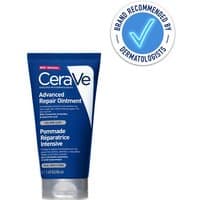 Blue tube of CeraVe Advanced Repair Ointment, white text, 50ml, dermatologist recommended badge.