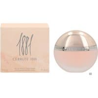 Cerruti 1881 Pour Femme Eau de Toilette 50ml, round frosted pink bottle with silver cap, beige box with silver text.