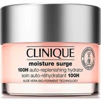 Clinique Moisture Surge 100H hydrator, pink jar with silver lid, black text, 50ml size.