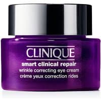 Purple jar of Clinique Smart Clinical Repair Wrinkle Correcting Eye Cream with silver lid, 15ml.