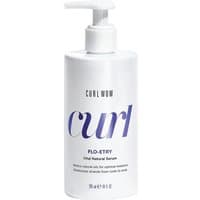 White pump bottle of Color Wow Curl Flo-Entry Serum with bold purple text and sleek design, 295ml capacity.