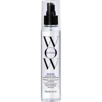 Clear bottle of Color Wow Speed Dry Blow-Dry Spray, 150ml, with black pump and bold black lettering.