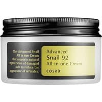 Cosrx Advanced Snail 92 All in One Cream 100g in a white jar with black lid and yellow label.
