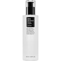 Clear bottle of Cosrx BHA Blackhead Power Liquid with black pump and label, 100 ml exfoliating face tonic water.