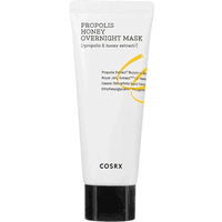 White COSRX Full Fit Propolis Honey Overnight Mask tube with black cap and yellow honey graphic.