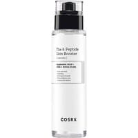 Clear cylindrical bottle with black pump, white label, and bold black text, containing Cosrx moisturizing face serum.