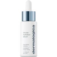 White Dermalogica Circular Hydration Serum bottle with blue dropper cap, 30 ml, sleek design with gray text.