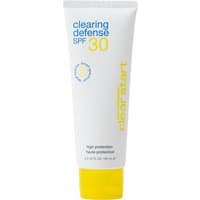 White tube of Dermalogica Clear Start Clearing Defense SPF 30 with yellow cap and blue-yellow text.