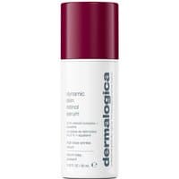 White Dermalogica serum bottle with maroon cap, labeled "Dynamic Skin Retinol Serum" in gray text.