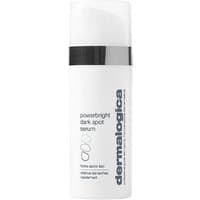 White Dermalogica PowerBright serum bottle with black cap and gray text, 30 ml size for dark spot treatment.