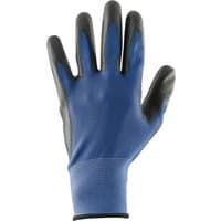 Blue and black Draper Hi-Sensitivity Touch Screen Gloves, Extra Large, with textured fingertips and elastic cuff.