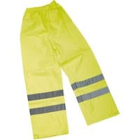 Yellow Draper high visibility over trousers, size XXL, with reflective silver stripes on legs.