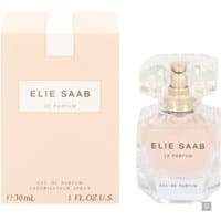 Elie Saab Le Parfum 30ml, clear faceted bottle with gold cap, peach box with white label.