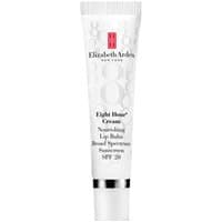 White tube of Elizabeth Arden Eight Hour Cream Lip Balm with red logo and black text, SPF 20, 15 ml size.