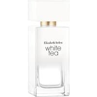 Clear glass bottle of Elizabeth Arden White Tea Eau de Toilette with a white cap and gold accent, 50ML.