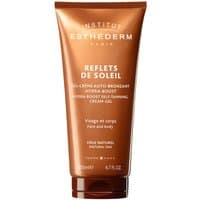 Bronze tube of Esthederm Gel-Creme Auto-Bronzant Hydra Boost, 200 ml, with white text and flip-top cap.