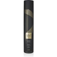 Black cylindrical GHD hairspray can with gold accents and logo, labeled "Perfect Ending - Final Fix Hairspray 400ml".