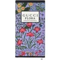 Gucci Flora Gorgeous Magnolia perfume box, purple with colorful floral design and black accents, 30ml size.