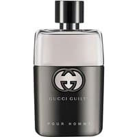 Gucci Guilty Pour Homme 50ml Eau de Toilette, sleek black and silver bottle with iconic interlocking G logo.