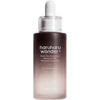 HaruHaru Wonder Black Rice Hyaluronic Ampoule, 30ml, gradient black to clear bottle with white dropper cap.
