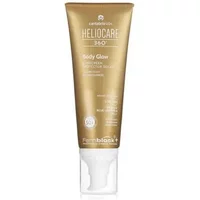 Gold tube of Heliocare 360º Body Glow SPF50, 100ml with white flip on cap at the right on the front.
