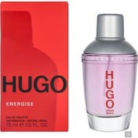 Hugo Boss Hugo Energise Eau de Toilette Spray, 75ml clear bottle with red logo and silver cap, next to red box.