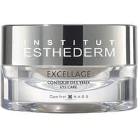 Clear jar with silver lid, Institut Esthederm Excellage Re-Densifying Eye Balm, 15ml, elegant black and white label.