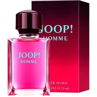 JOOP! Homme Aftershave 75ml in a clear pink bottle with a dark cap, next to its matching red and pink gradient box.