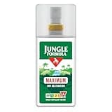Jungle Formula Maximum Strength insect repellent spray, 90ml, green and white bottle with red and green label.