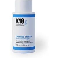 K18 Damage Shield PH Protective Shampoo 250ml, white bottle with blue accents and bold black text.