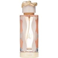Clear glass bottle with gold cap, frosted white wave design, containing Lattafa Teriaq Eau de Parfum 100 ml unisex perfume.