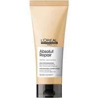 Gold tube of L'Oréal Professionnel Absolut Repair Conditioner, black cap, 200ml, sleek design with white label.