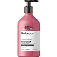 Pink L'Oréal Professionnel Serie Expert Pro Longer Conditioner bottle with pump, 500ml, white label with black text.