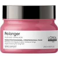 Pink L'Oréal Professionnel Pro Longer hair mask jar with black lid and white label, 250ml size.
